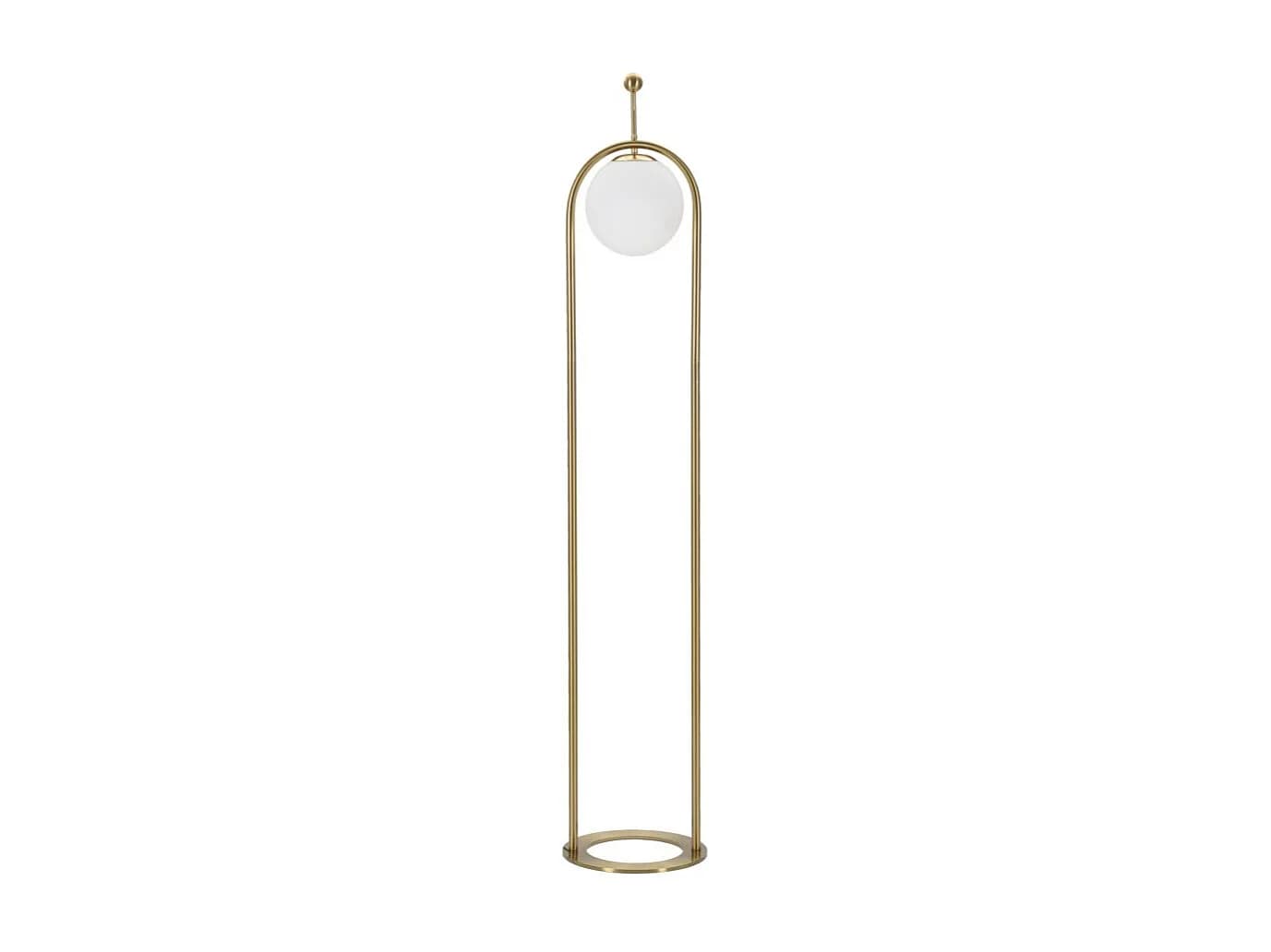 Lampadaire GLAMY ARC Ø 28X168 en métal doré avec abat-jour en verre blanc