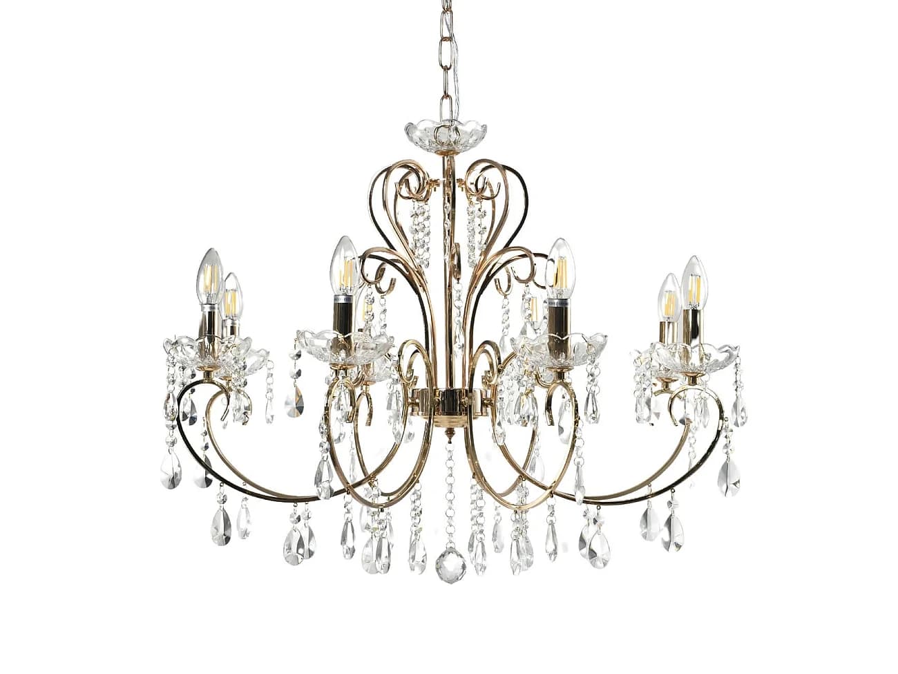 Lustre cristal or rose baroque 8 bras - Pavia