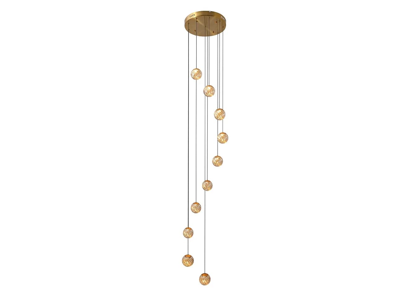 Grande suspension dorée LED cage d'escalier 3 m - Esposia