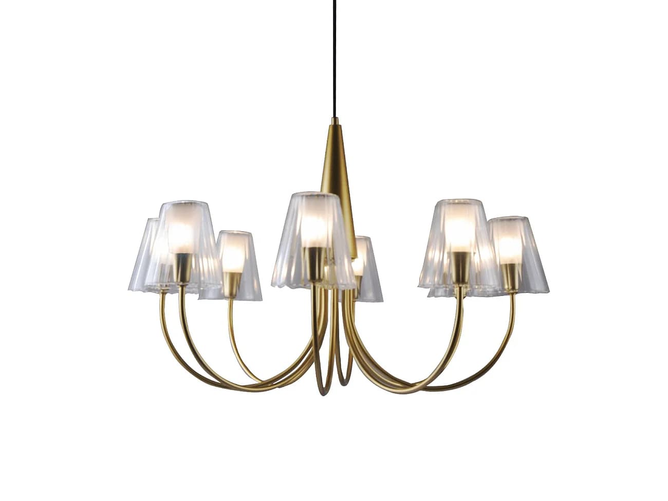 Grand lustre baroque doré 8 bras verre transparent - Cerenova