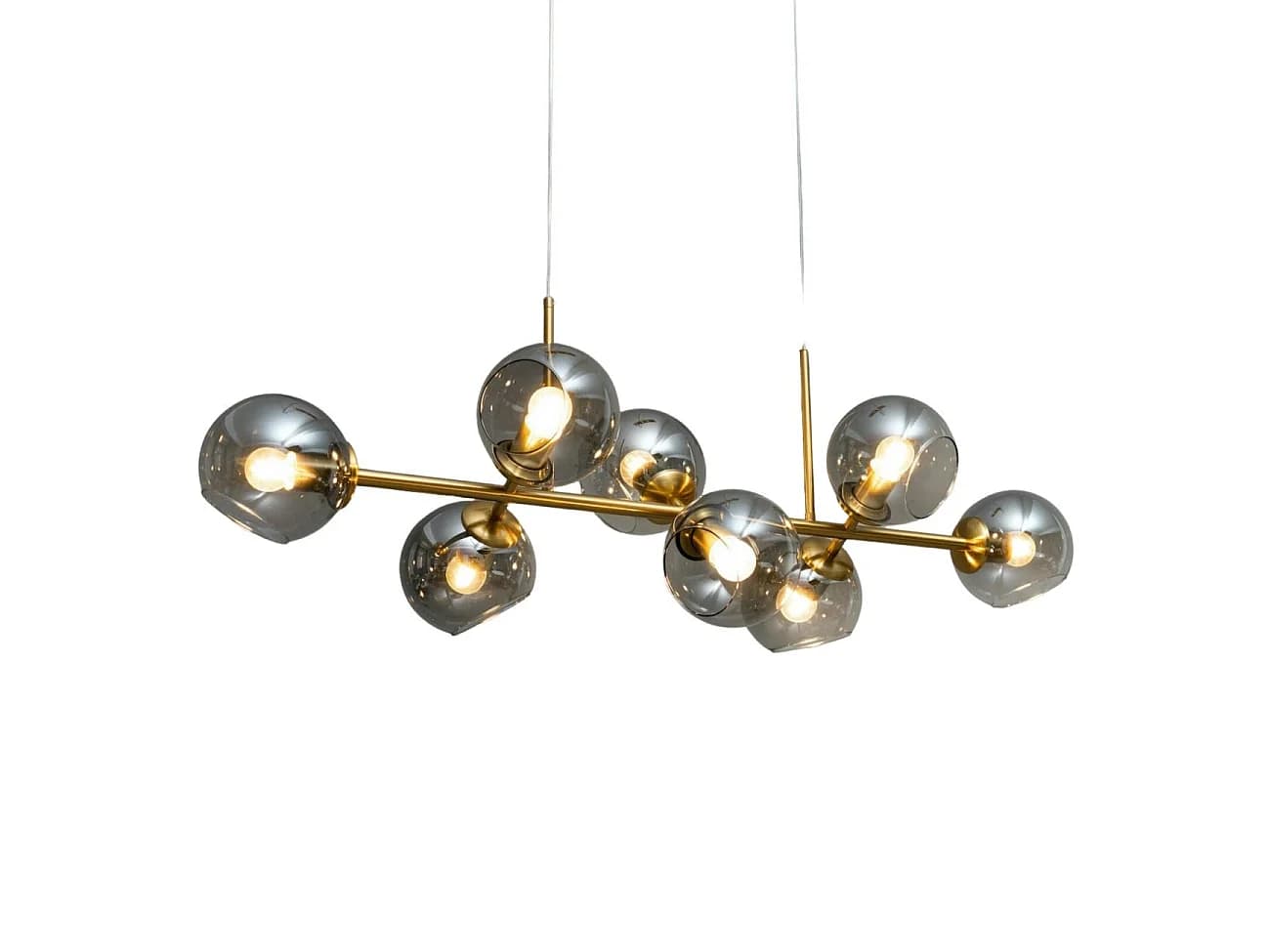 Grande suspension horizontale 8 sphères en verre fumé - Carlotta