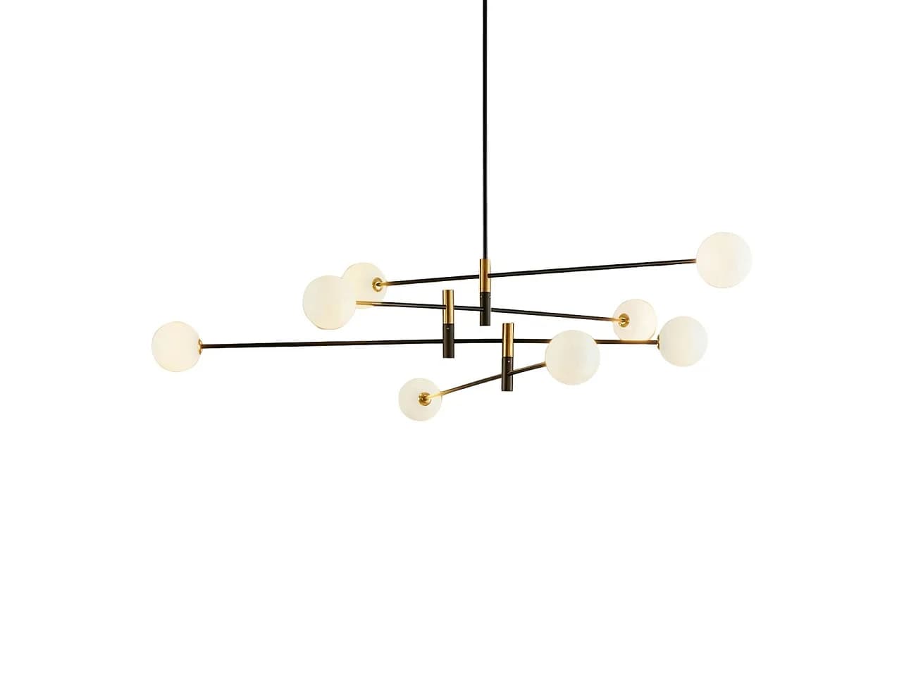 Lustre bras entremêlés noirs verre blanc - Rodia