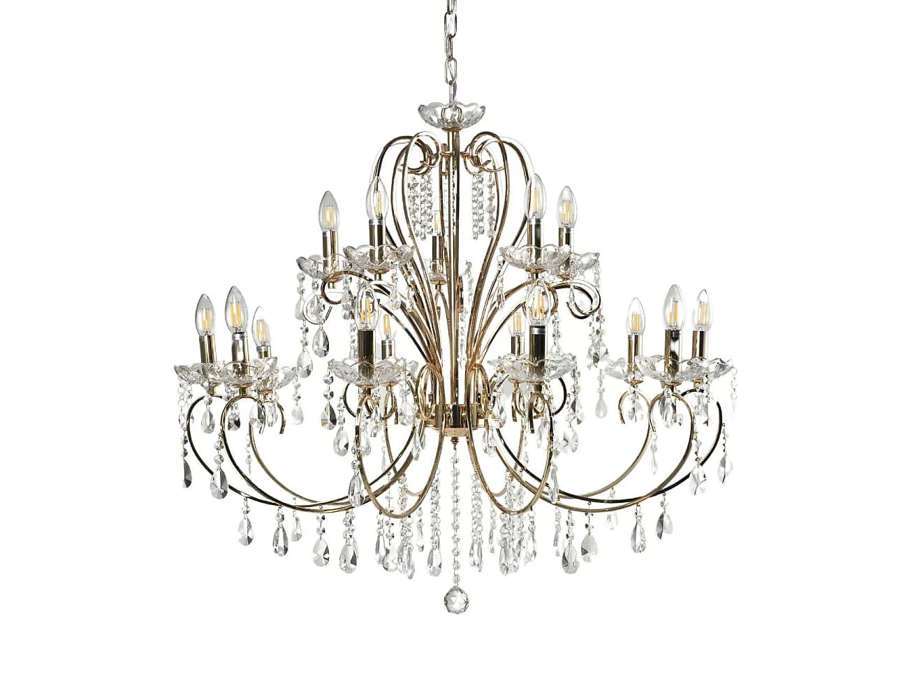 Lustre cristal or rose baroque 15 bras - Pavia