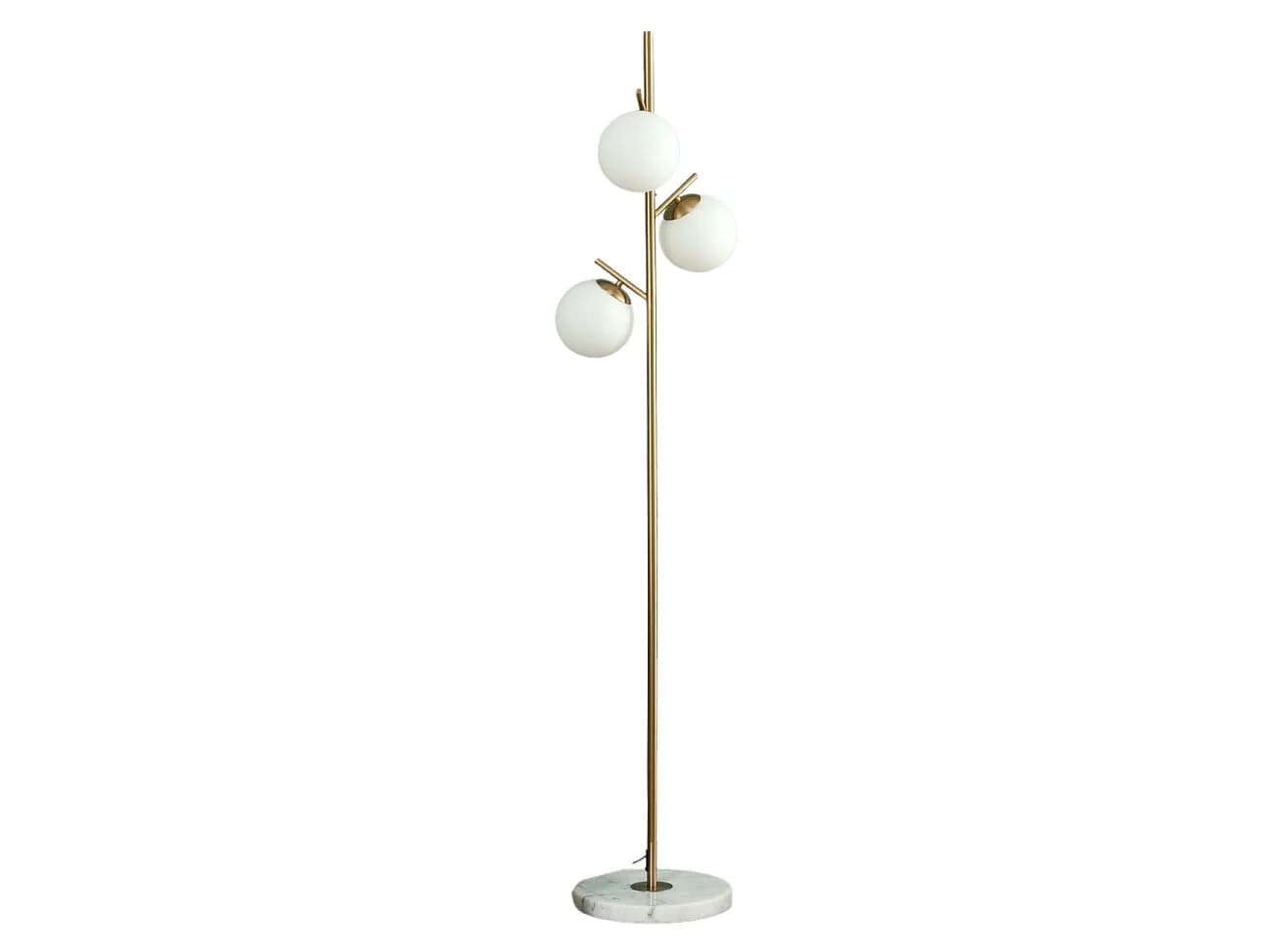 Lampadaire doré 3 globes blanc - Estrela