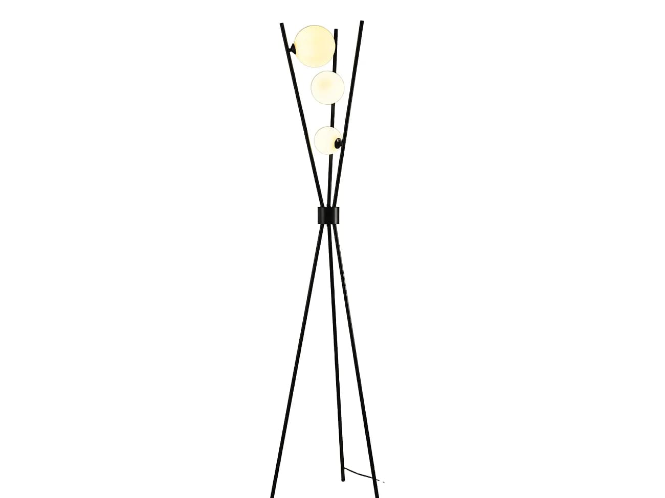 Lampadaire trépied noir boules blanches - Phoebe