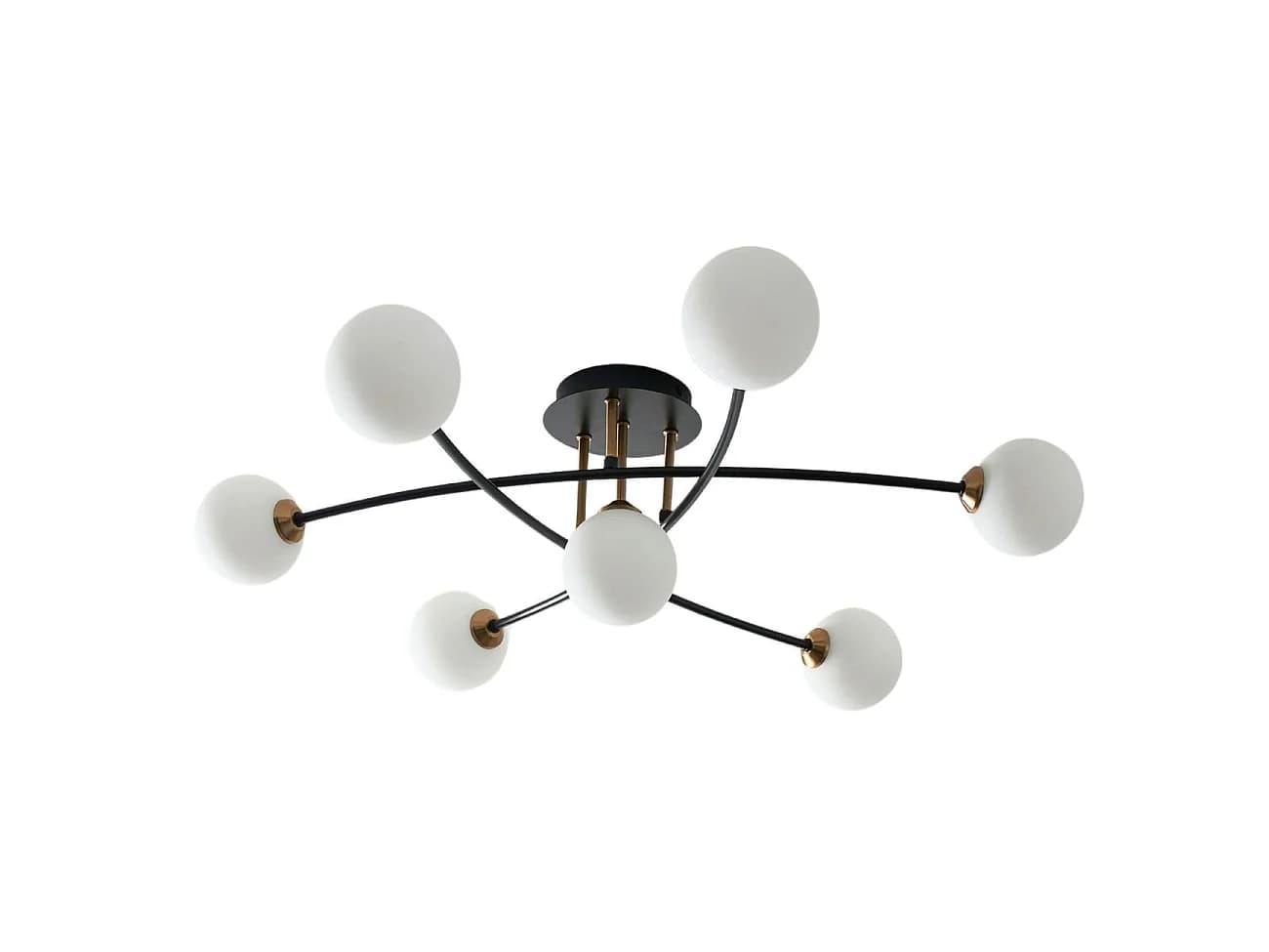Plafonnier tendance métal noir et verre blanc - Estrela