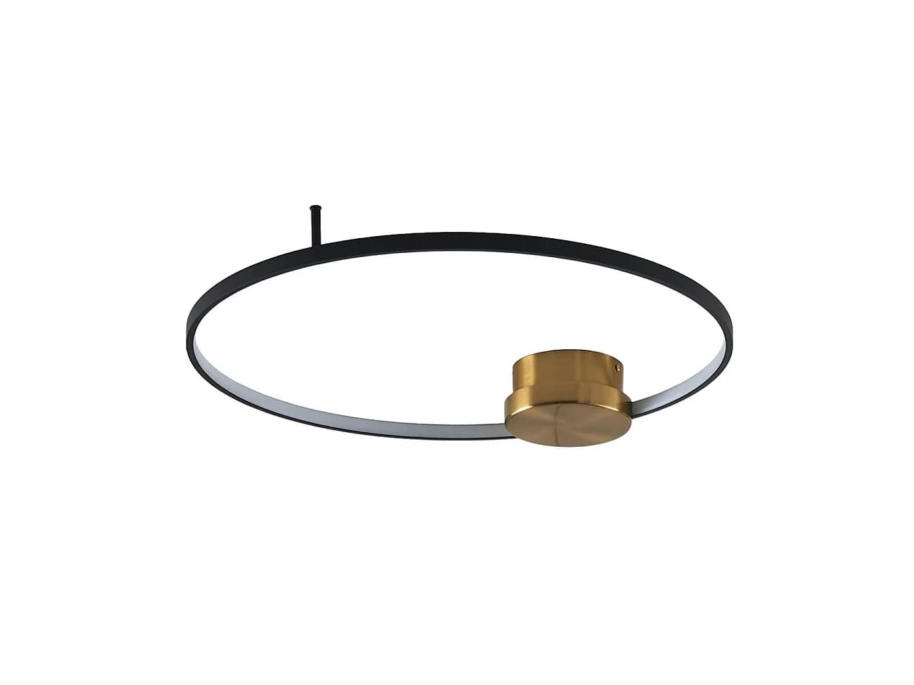 Plafonnier noir et laiton cercle LED dimmable 60 cm - Alisa