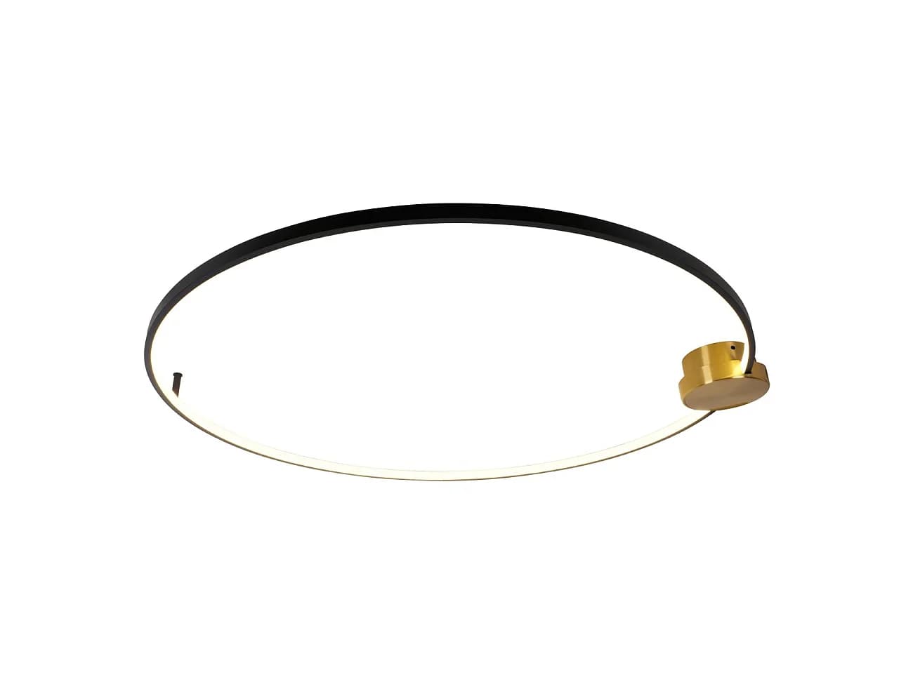 Plafonnier noir et laiton cercle LED dimmable 80 cm - Alisa