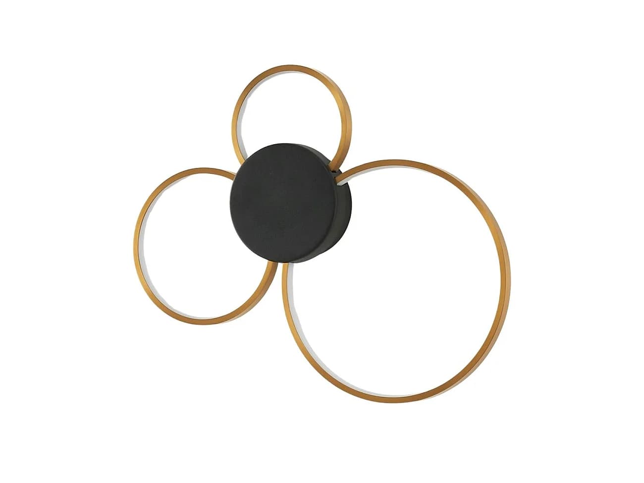 Plafonnier ou applique triple cercle noir et laiton dimmable - Alisa