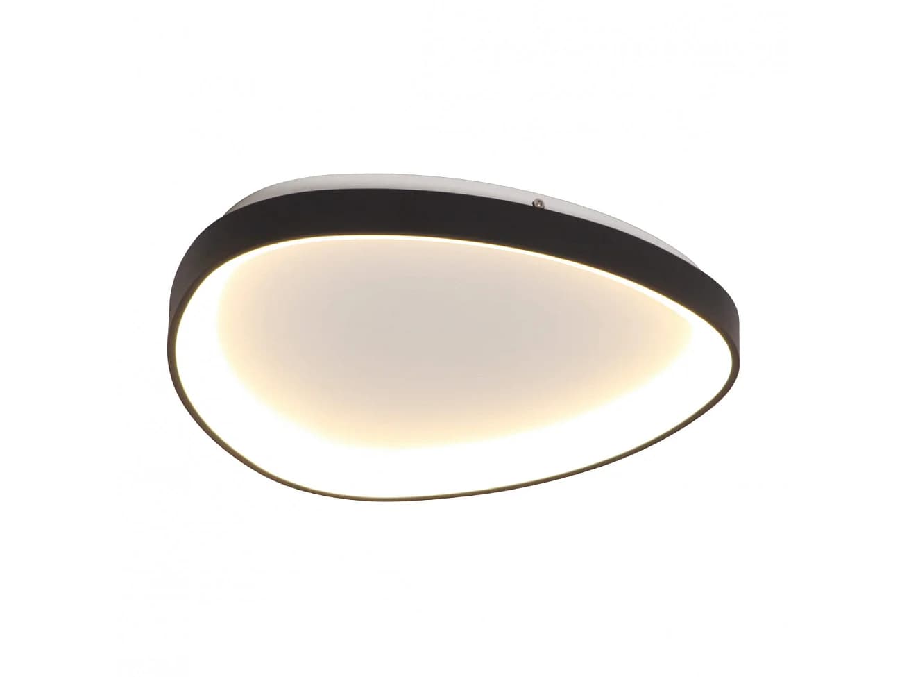Plafonnier design ovale cercle noir LED dimmable 42 cm - Mesiano