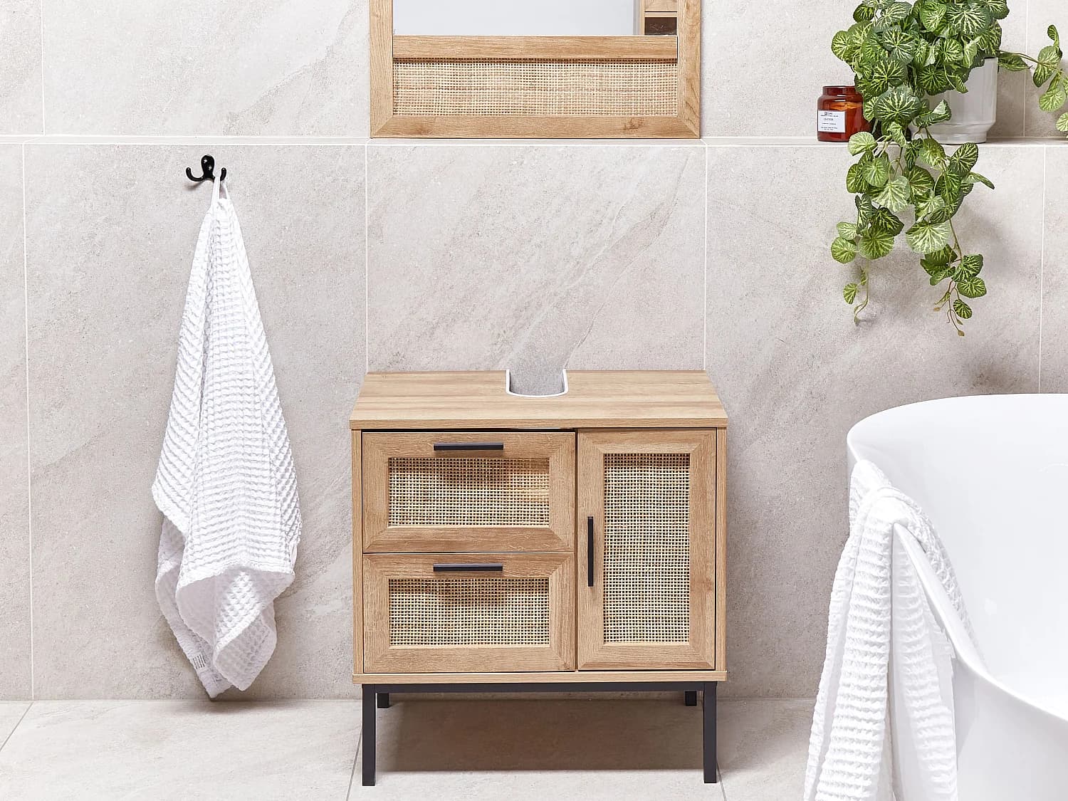 Meuble de salle de bain ROSELL 60 cm Marron clair
