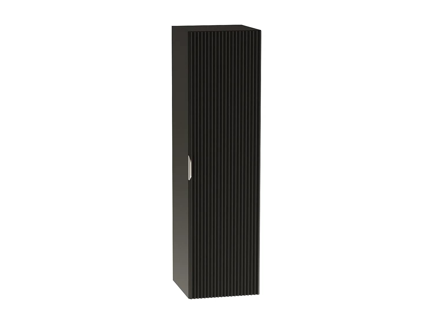 Meuble colonne suspendu de salle de bain WENA, façades cannelées, Willy, 120x33x33 cm, Noir