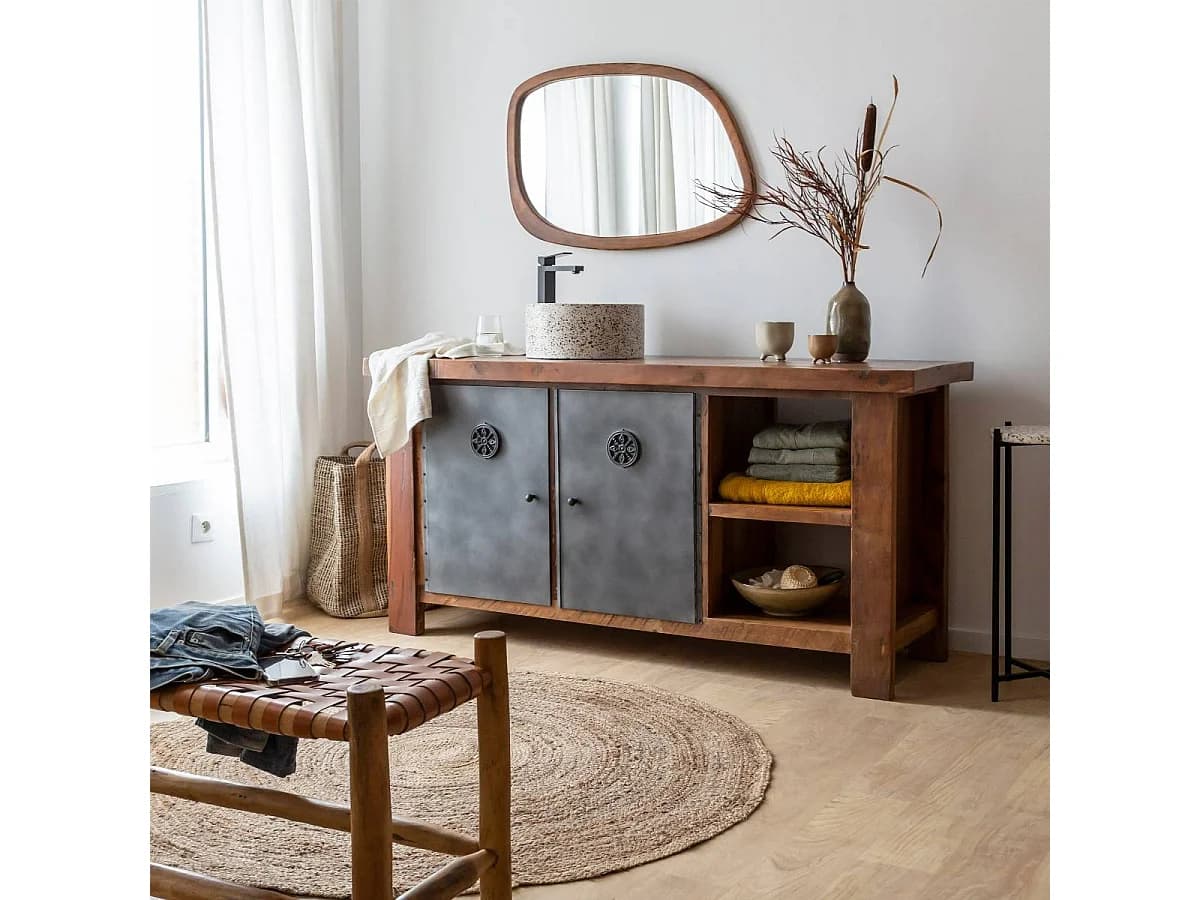 Meuble sous vasque en bois recyclé Hector