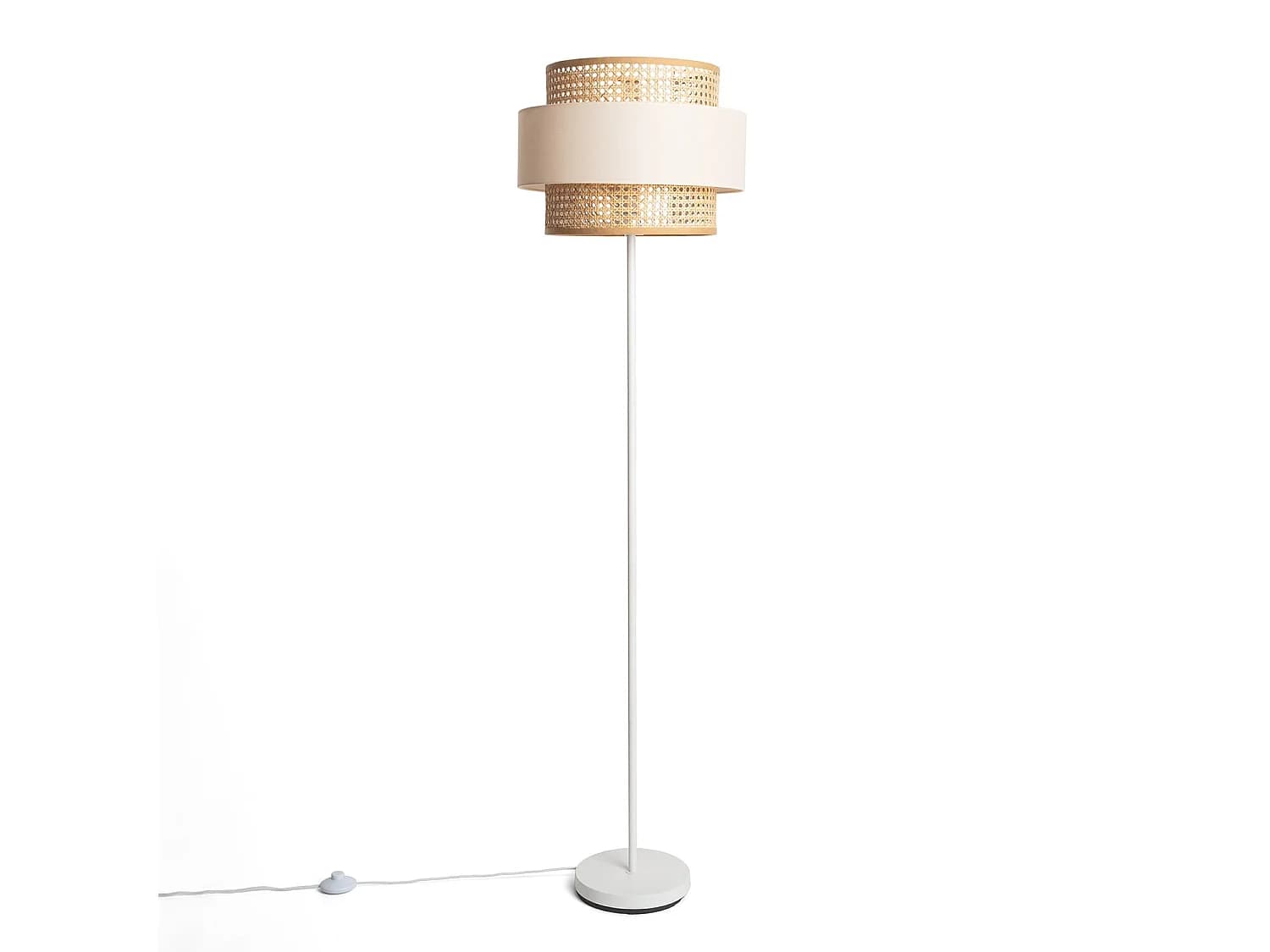 Lampadaire Métal et Tissu Amaia Blanc cassé