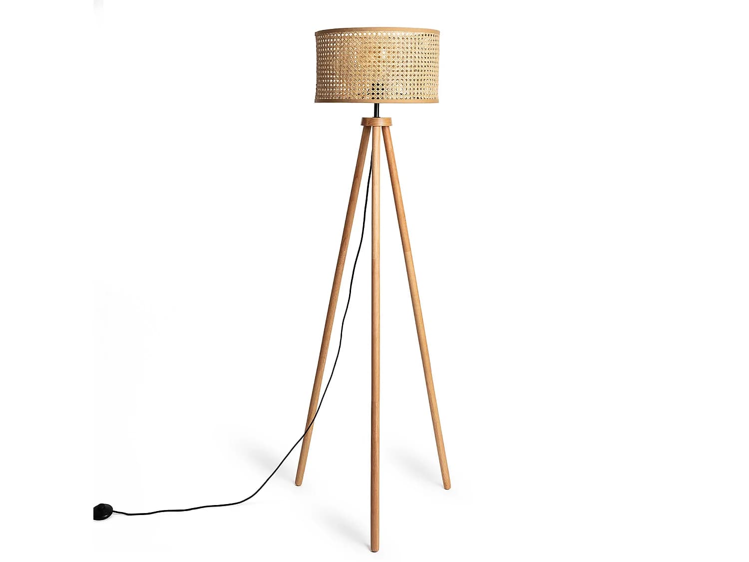 Lampadaire Rotin et Bois Adirane Naturel