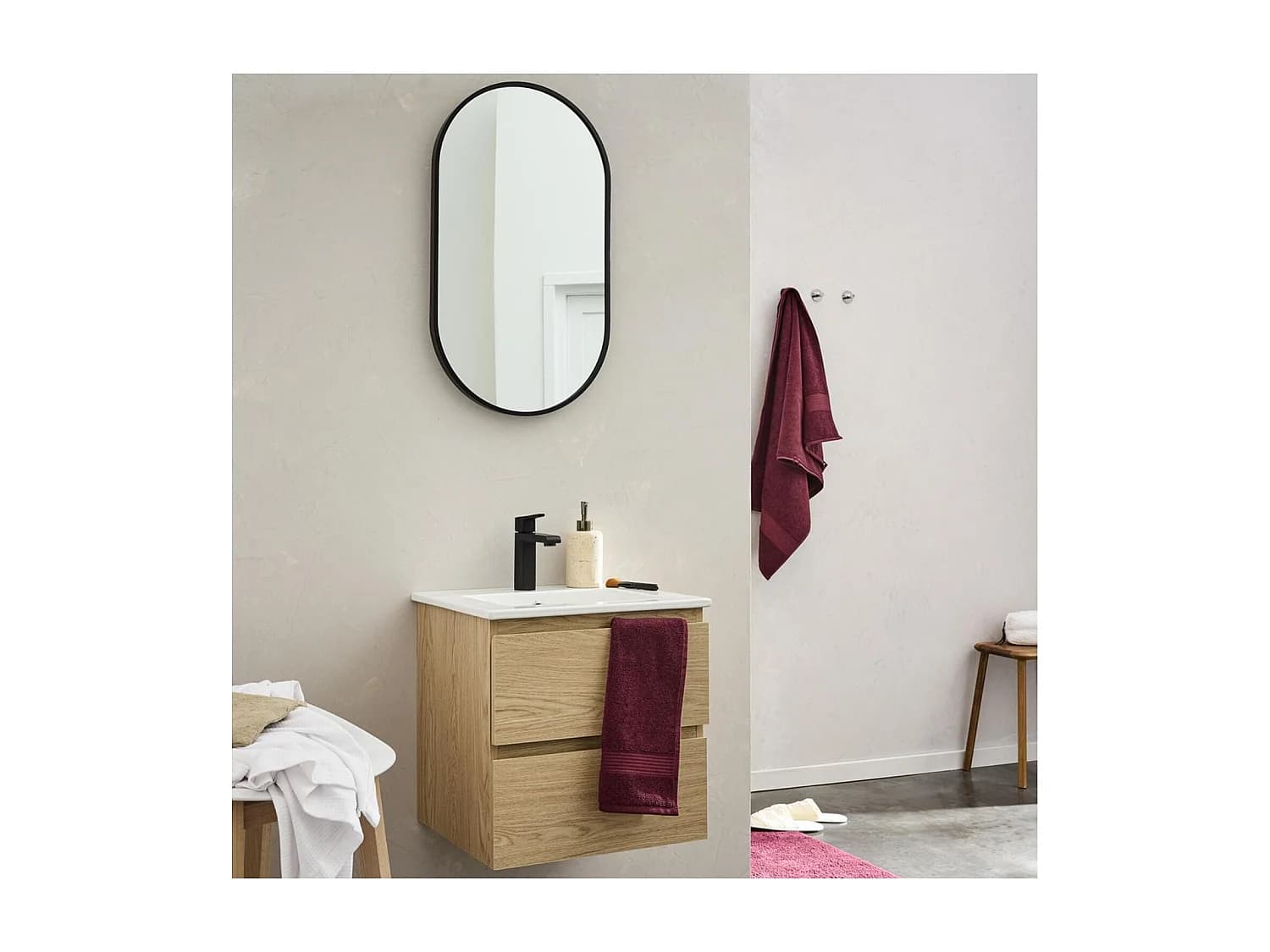 Meuble vasque SORRENTO suspendu 45cm avec plan céramique