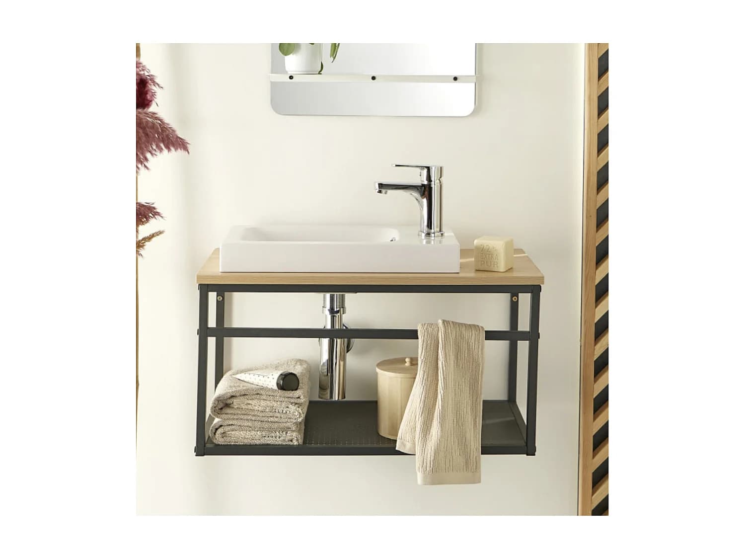 Meuble lave-mains WILO grande largeur avec vasque résine 60cm