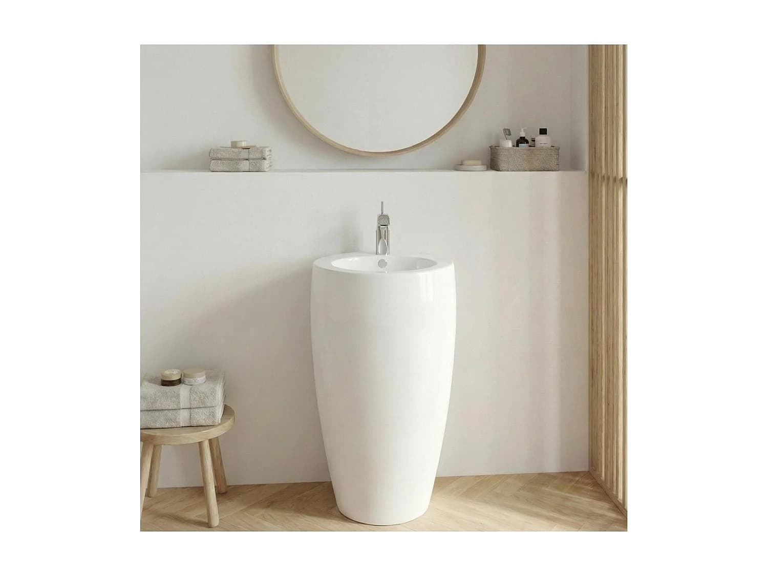 Lavabo colonne en céramique blanche 52x85x53cm