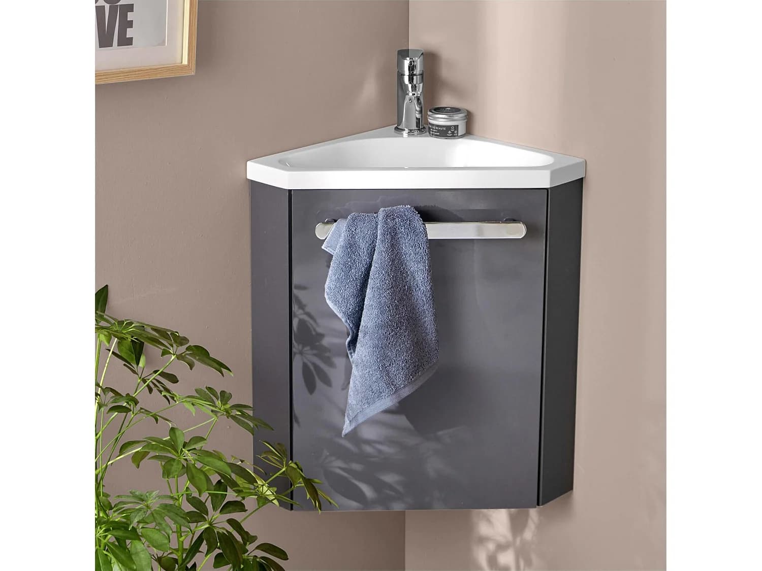 Meuble lave-mains SKINO + robinet chromé