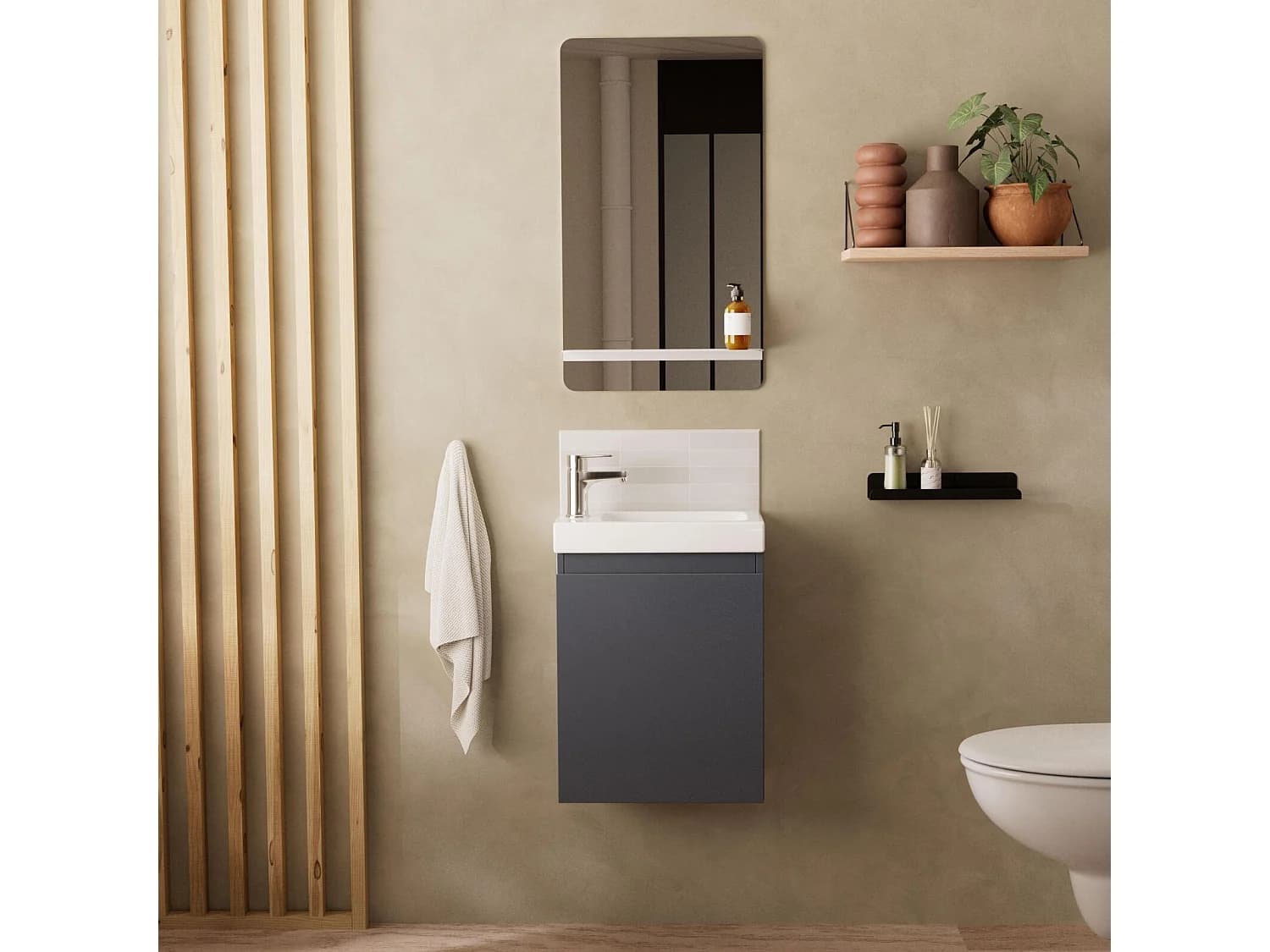 Meuble lave-mains LISA + miroir tablette