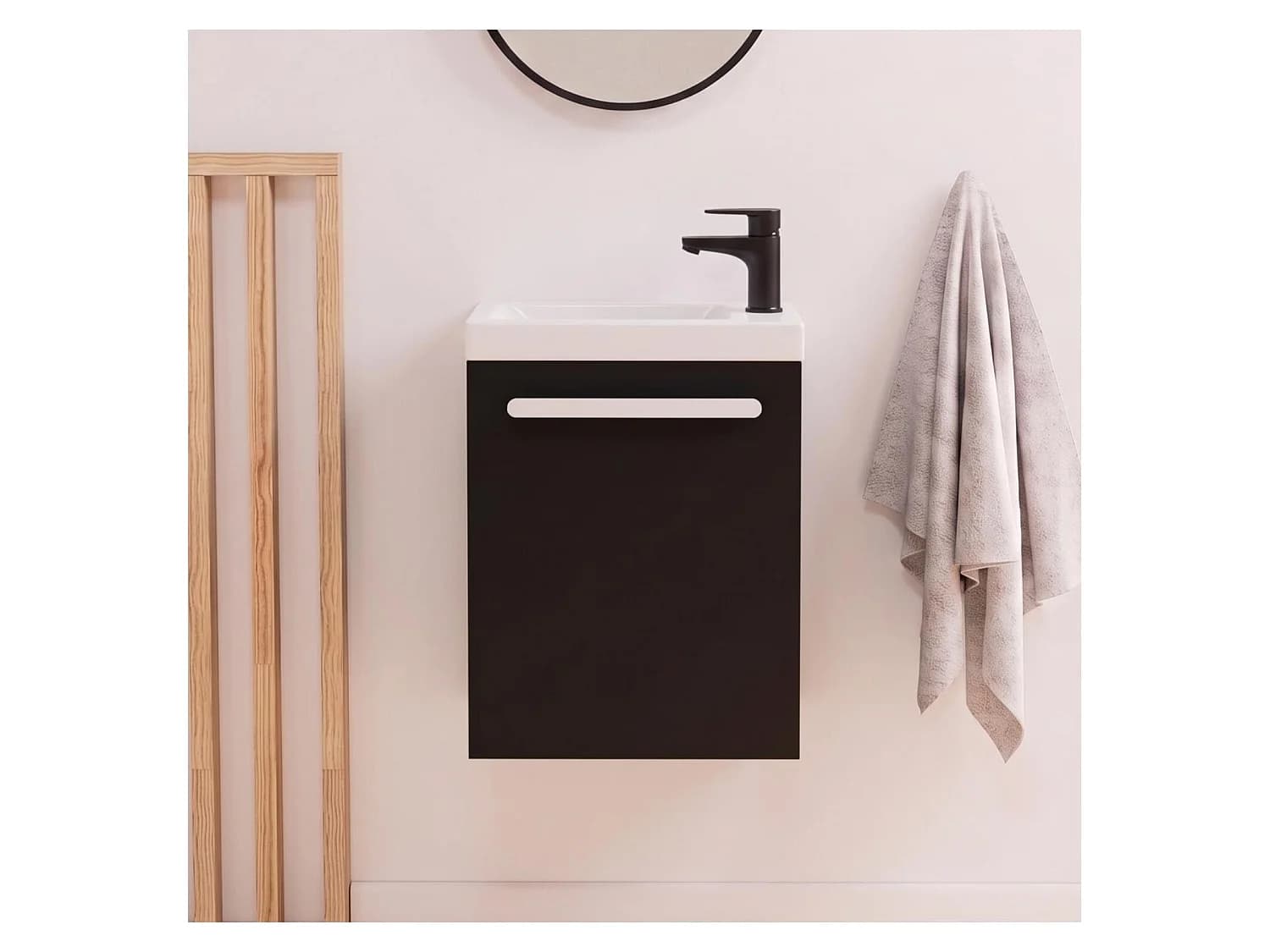 Ensemble lave-mains suspendu NEVADA avec robinet noir