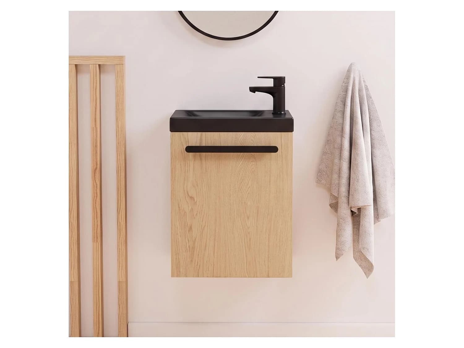 Ensemble lave-mains suspendu NEVADA avec robinet noir