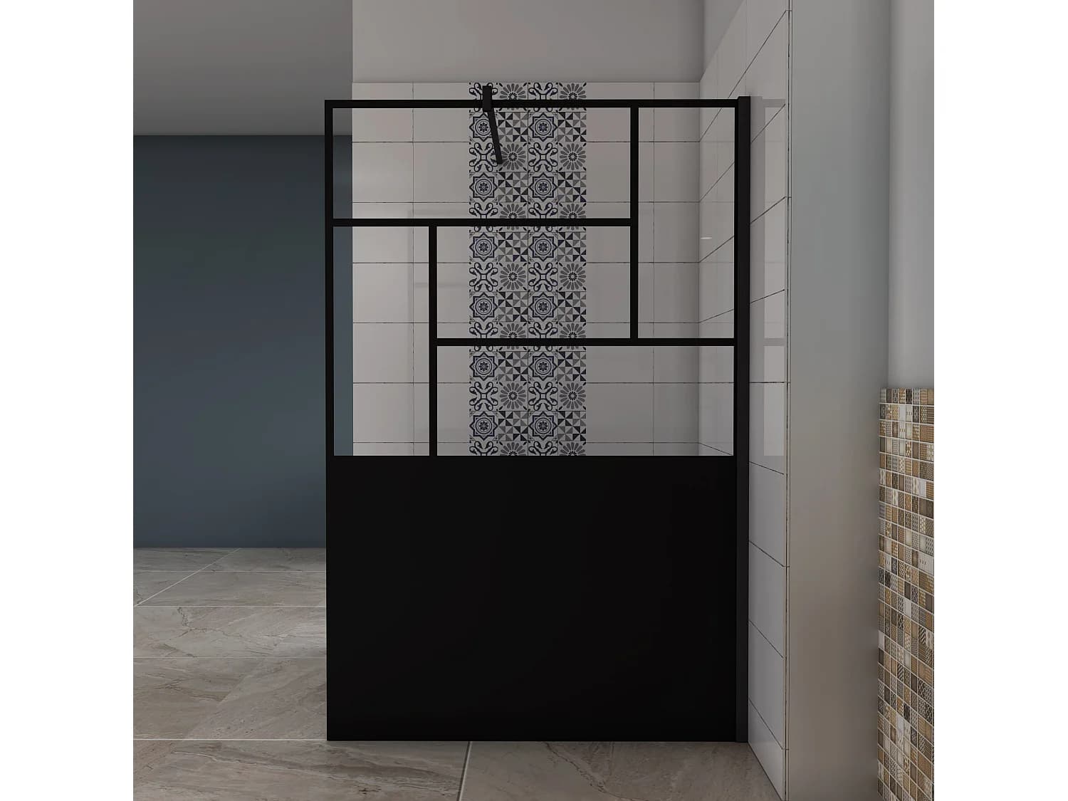 AICA paroi de douche 120x200cm,8mm verre anticalcaire,avec une barre de fixation carrée 90cm,Paroi douche italienne,Conception et intimité
