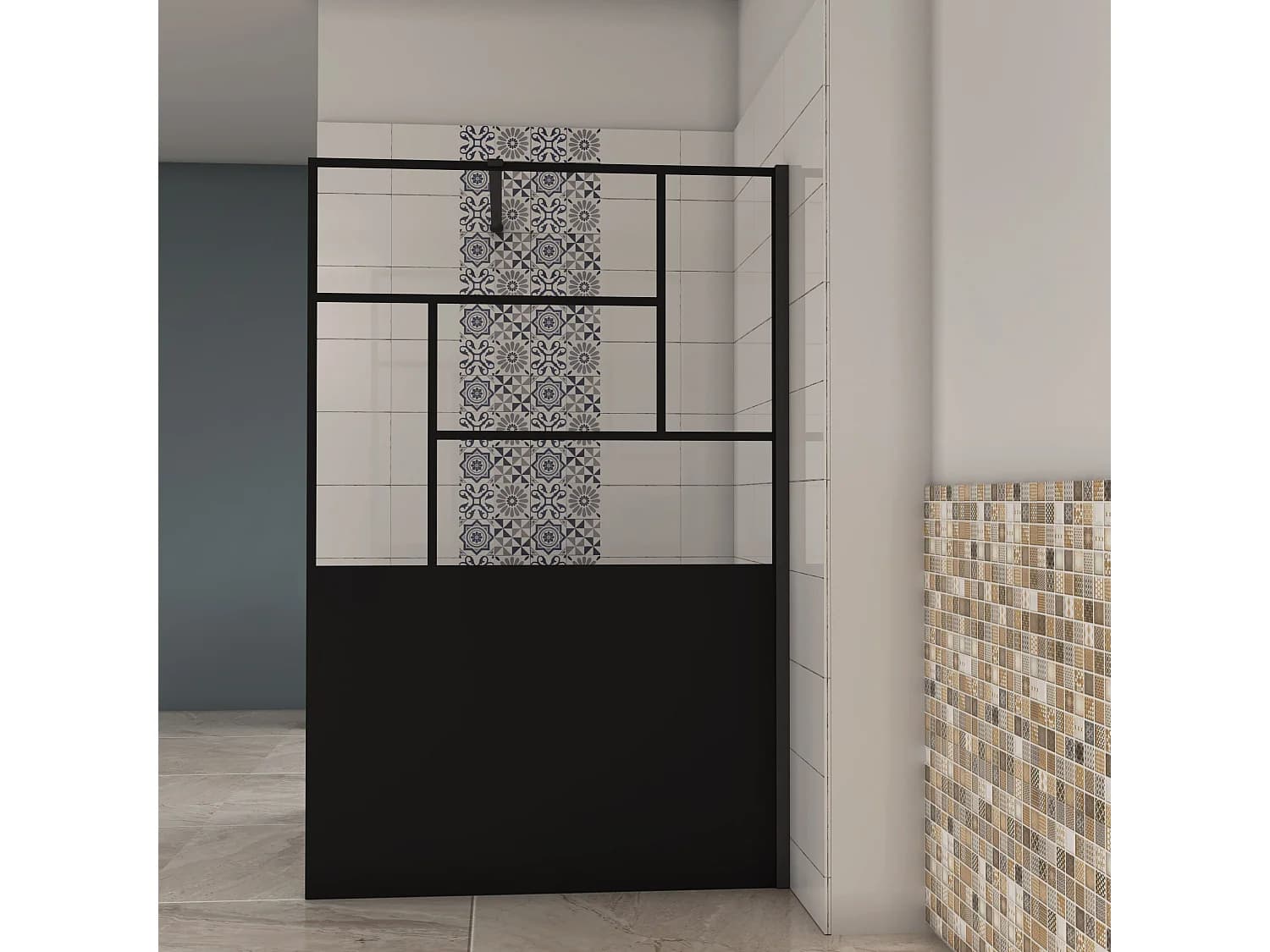 AICA paroi de douche 120x200cm,avec une barre de fixation 90cm,en 8mm verre anticalcaire,Paroi douche italienne,Conception et intimité
