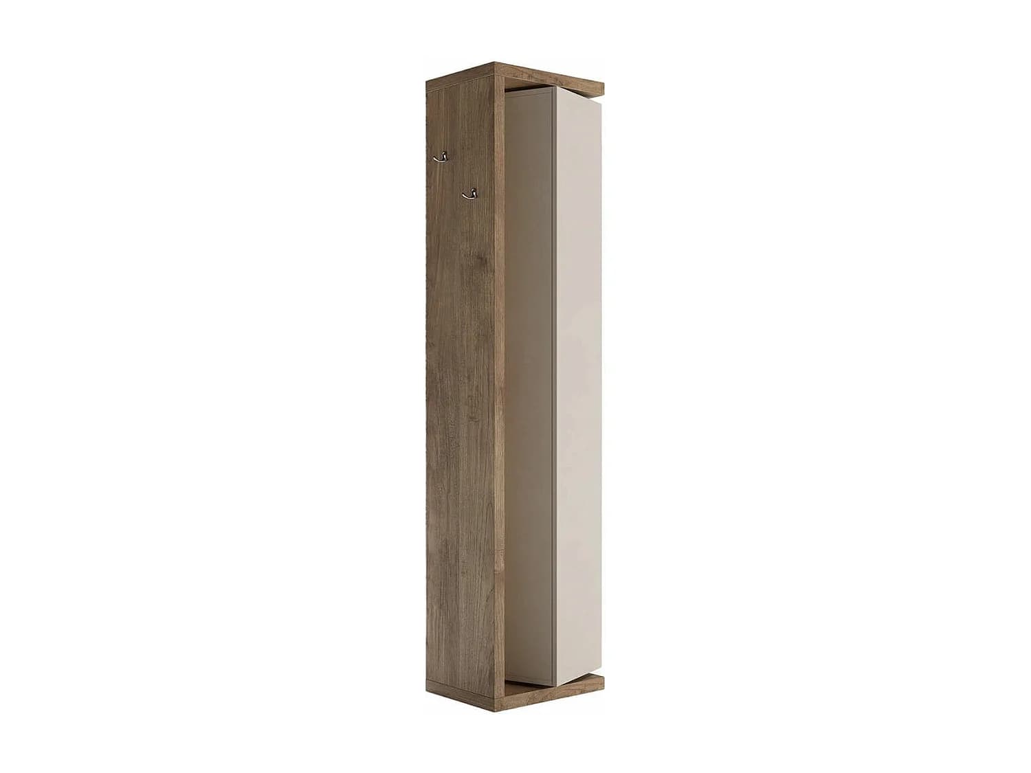 ARTURO - Colonne pivotante 1 porte 1 miroir beige laqué et aspect bois finition Mercure