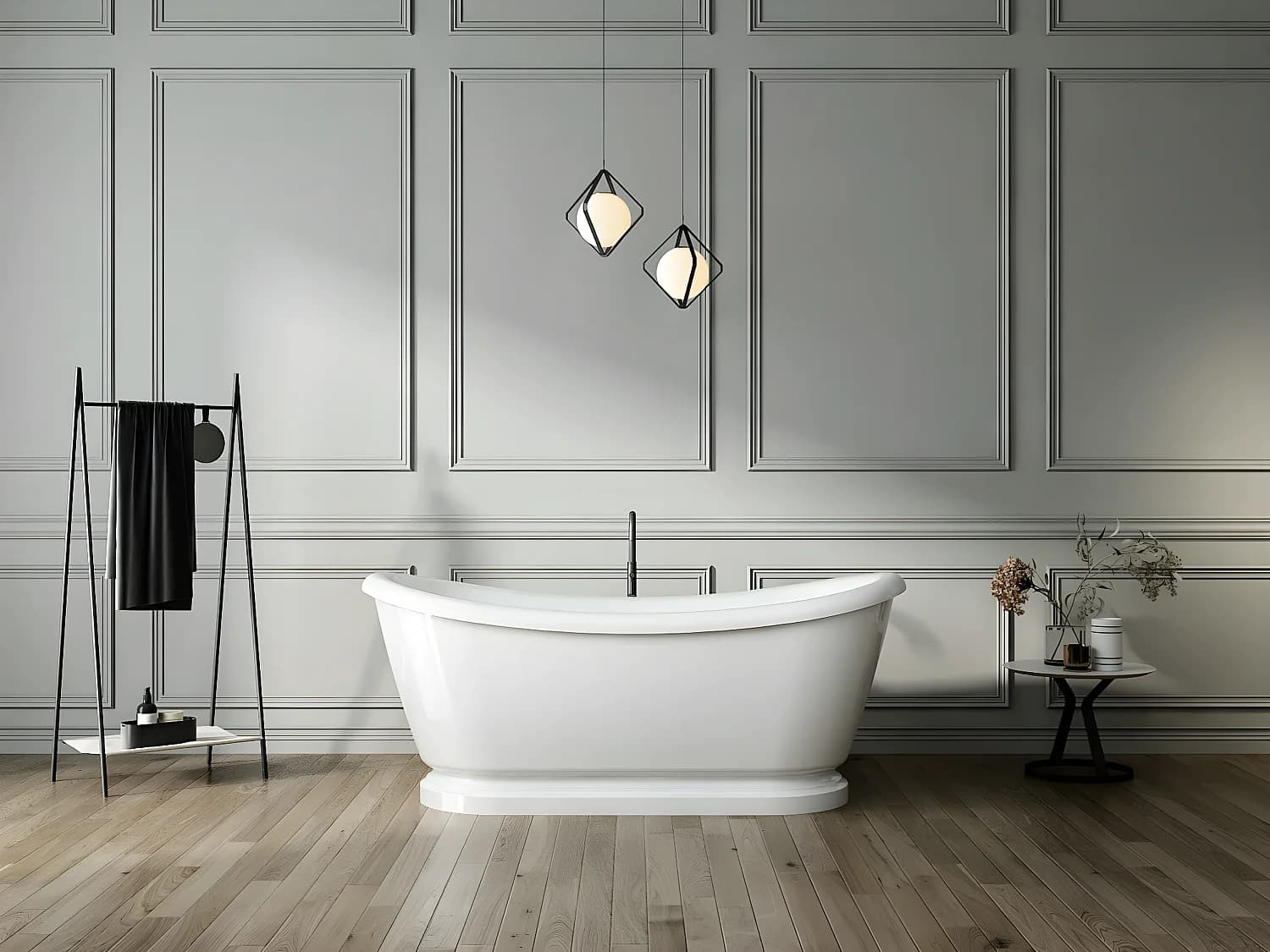 Baignoire îlot rétro sur socle ovale PITTSBURGH Blanche 177 cm