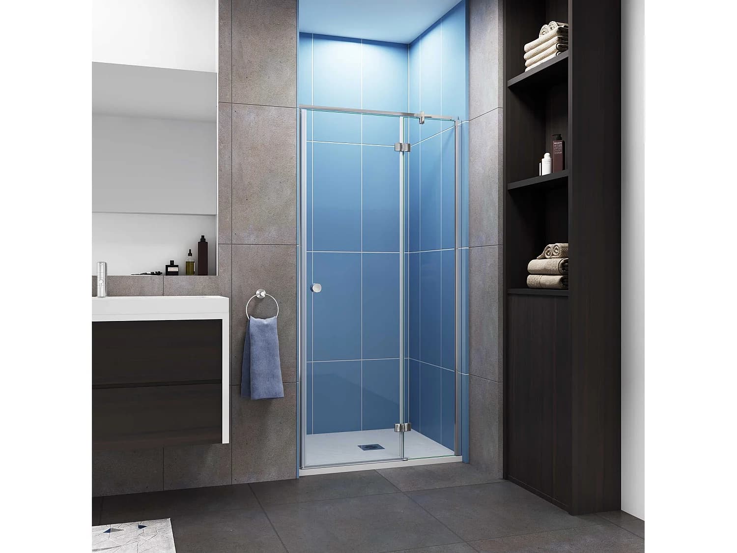 AICA Porte de douche pivotante Chrome style atelier - 120x195cm,6mm verre de trempé anticalcaire,avec barre de fixation ,design industriel élégant