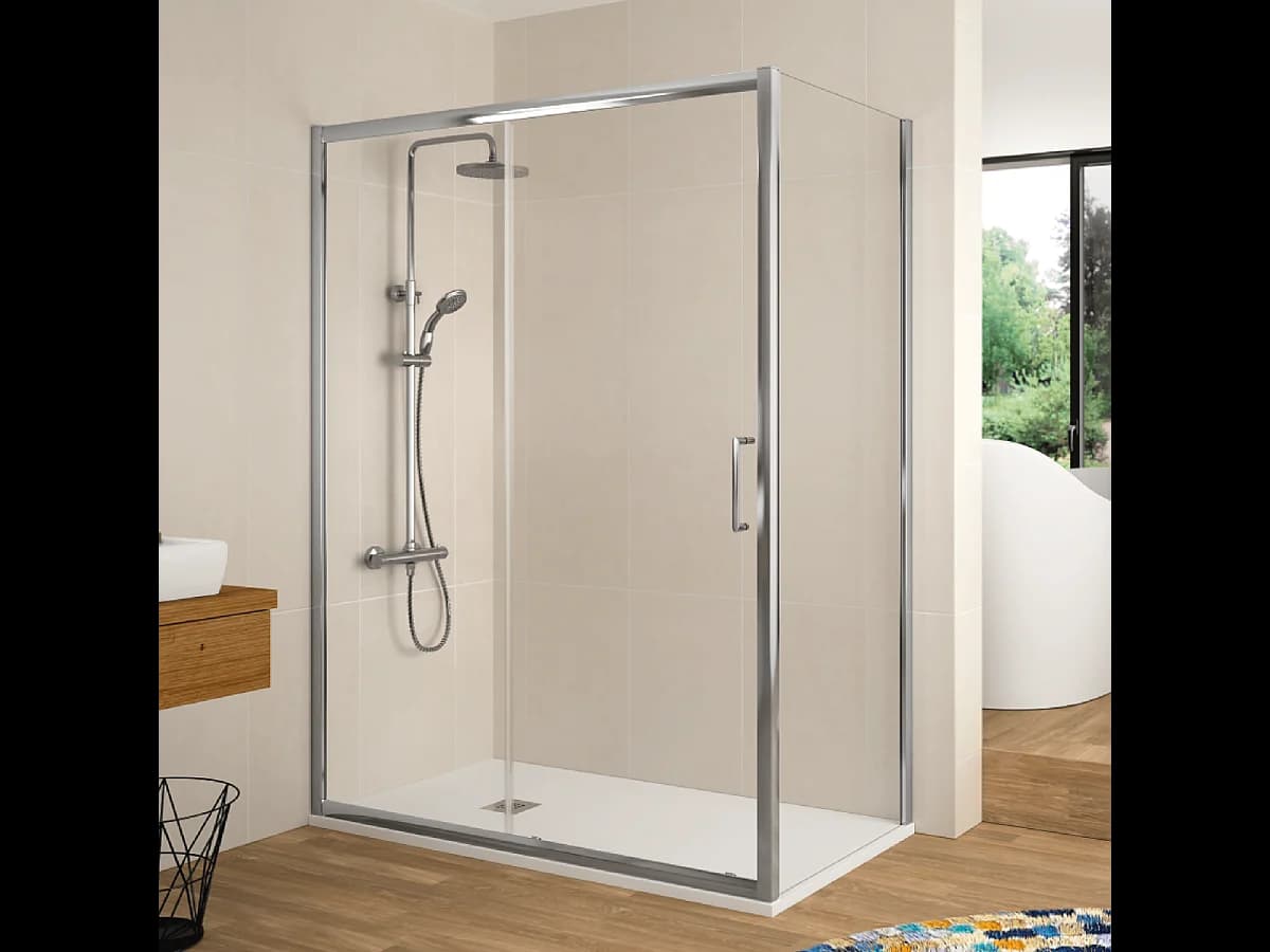 Paroi de douche fixe + Porte coulissante BELLA 100 cm Sans paroi latérale