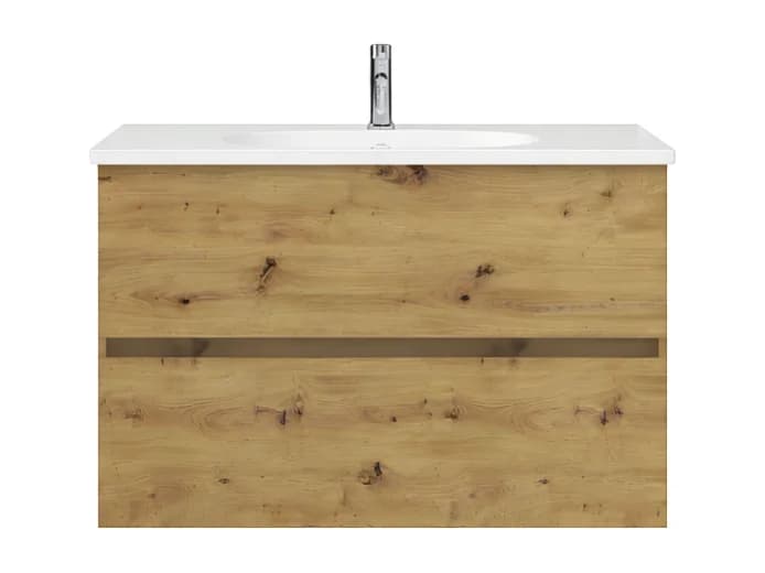 Meuble de salle de bain simple vasque 100 cm BURGBAD Joline chêne