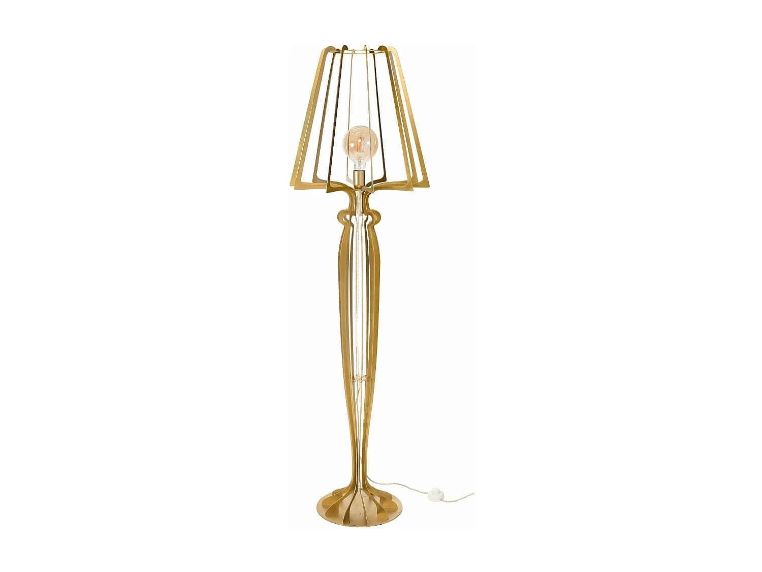 Lampadaire Minerva Ø38x166 cm en fer de style réticulé avec interrupteur au pied Connexion E27 Fabriqué en Italie Or