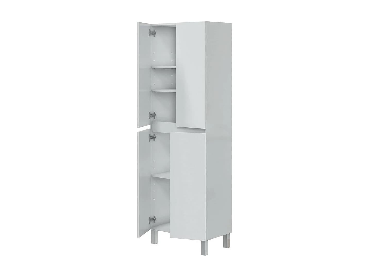 Colonne de salle de bain DESTAL double - 4 portes - Blanc brillant - 60 x 35 x 182 cm