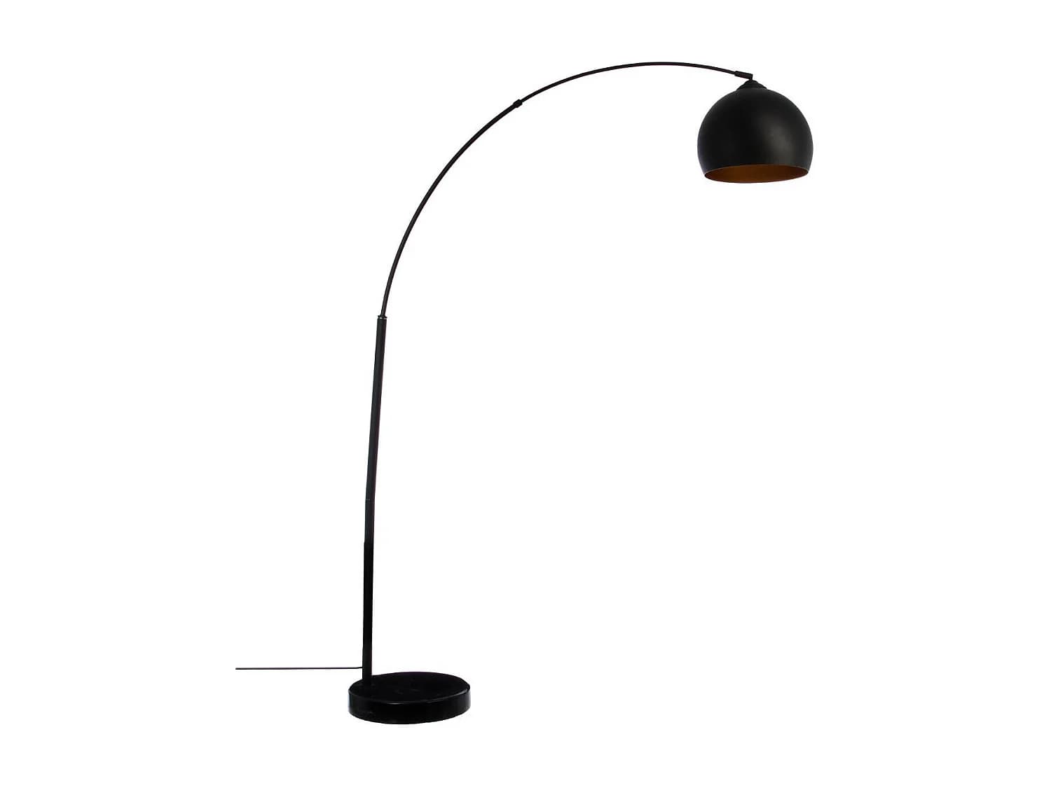 Lampadaire en Métal Noir Abat-Jour intérieur doré-cuivré H 175 cm