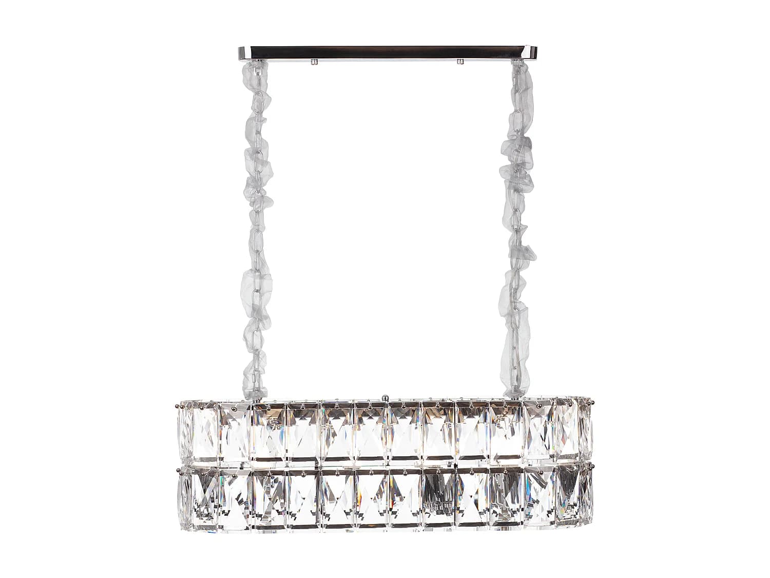 Lustre en cristal moderne pour salon argenté - Ovale 80 cm - Miami