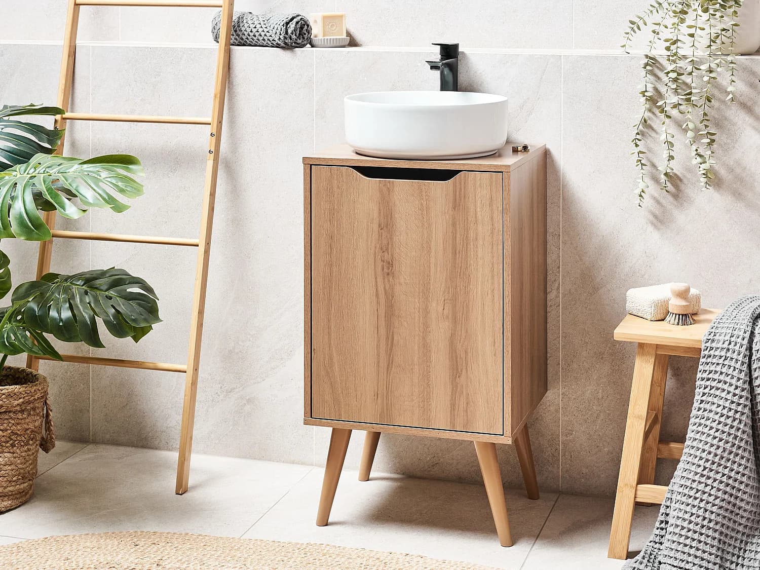 Meuble de salle de bain JUNIN 45 cm Marron clair