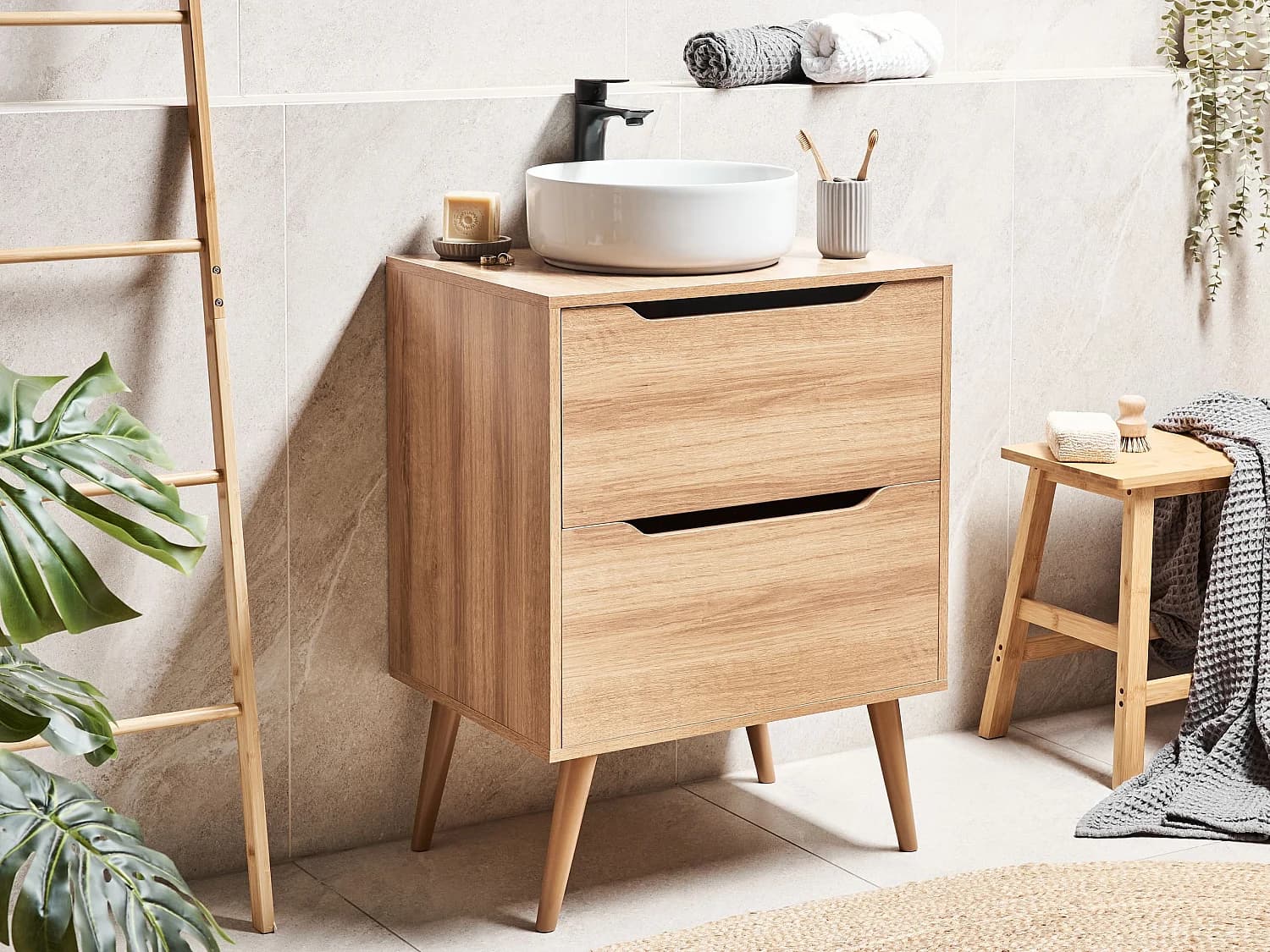 Meuble de salle de bain CARIACICA 60 cm Marron clair