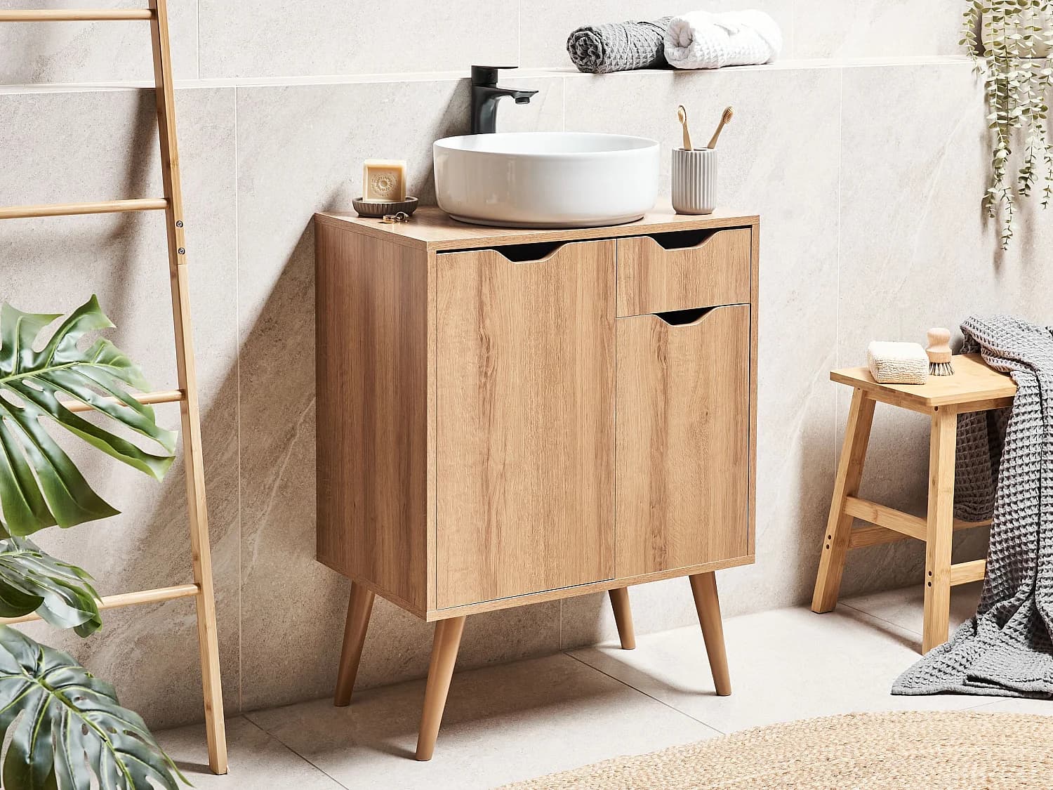Meuble de salle de bain CANOAS 60 cm Marron clair