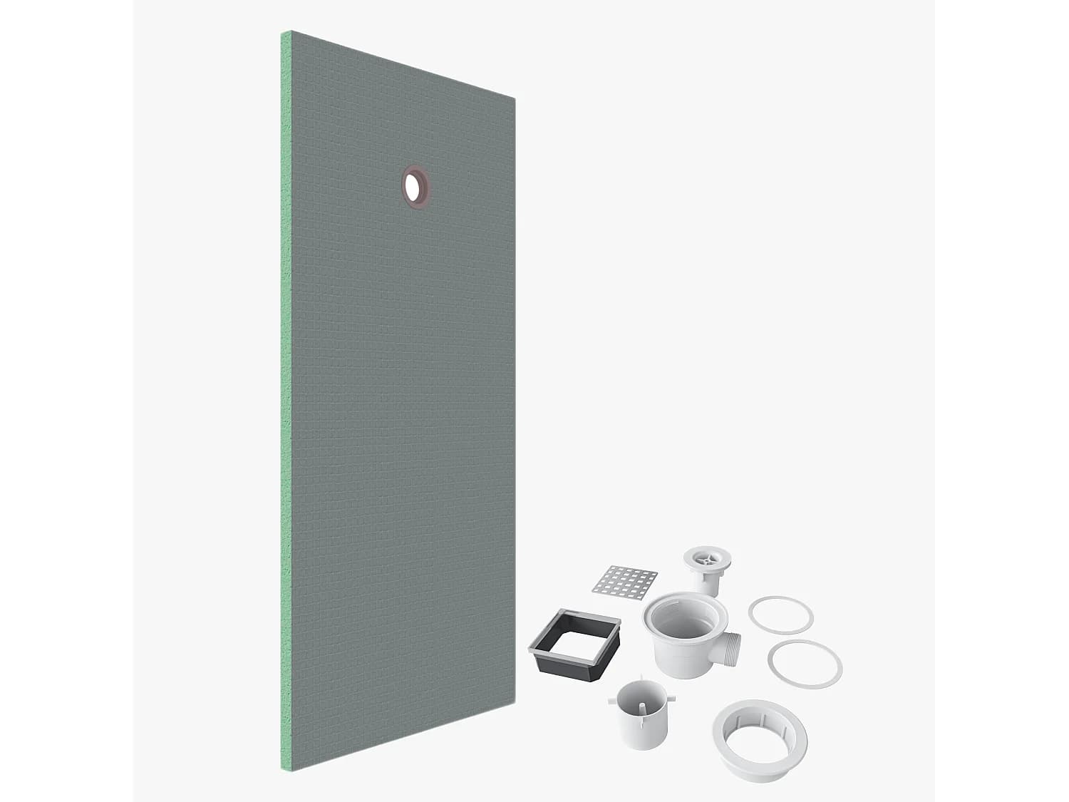 AICA Receveur à carreler en polystyrène - 90 x 180 x 4 cm - recoupable sur mesure - avec bonde de receveur