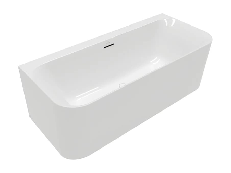 Baignoire murale semi-îlot VILLEROY & BOCH Loop & Friends avec bonde blanche et trop-plein chromé