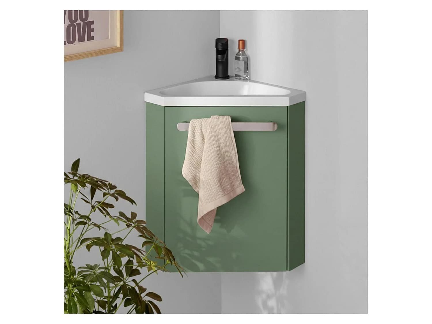 Meuble lave-mains d'angle suspendu SKINO