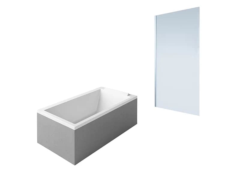 Baignoire droite DURAVIT Starck 160 x70 cm + Pare bain droit AURYS Mist 1 chromé