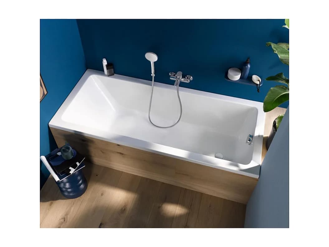 Baignoire droite DURAVIT No.1 180 x 85 cm + Pare bain gauche AURYS Raywall chromé version gauche