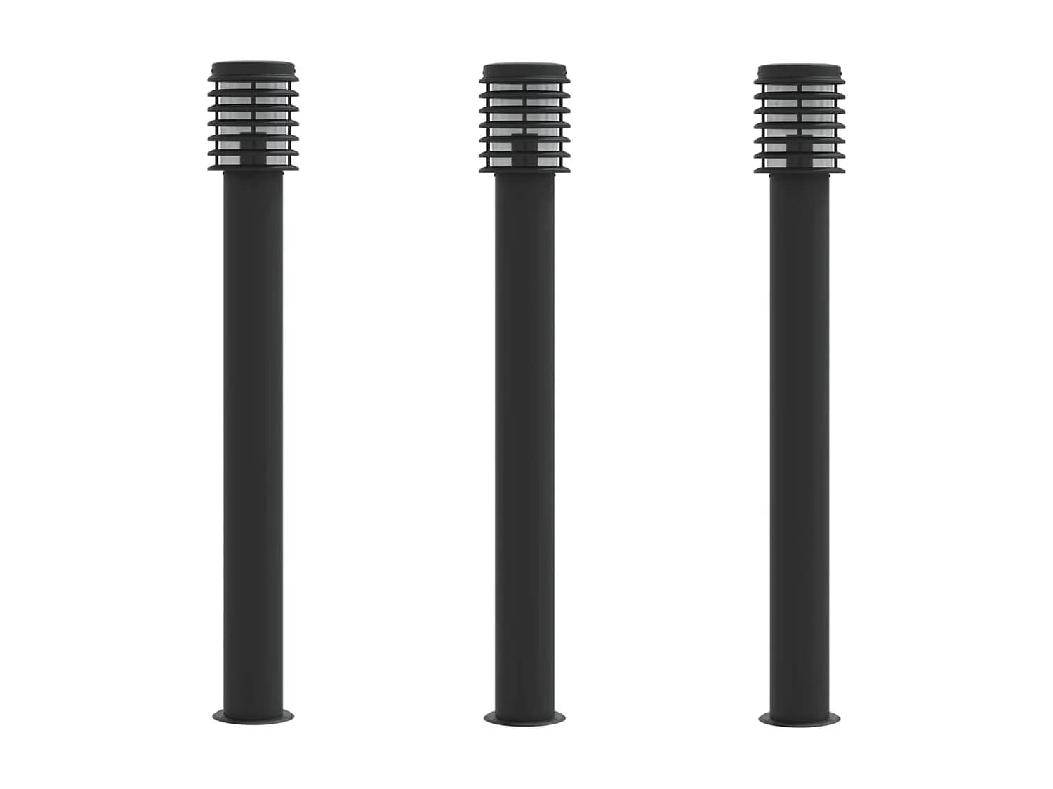 Lampadaires d'extérieur 3 pcs argenté 14 x 14 x 110 cm 02_0042546