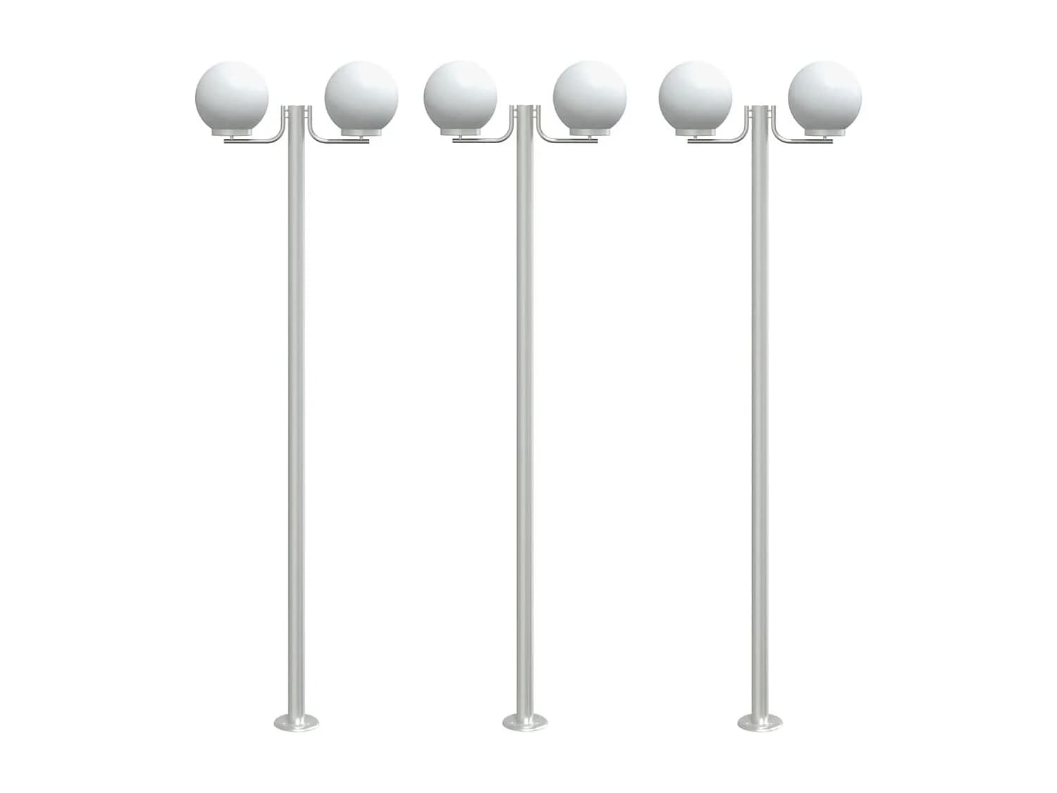 Lampadaires d'extérieur 3 pcs argenté 16 x 16 x 215 cm 02_0042558