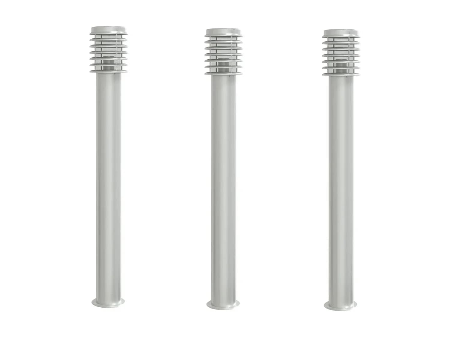 Lampadaires d'extérieur 3 pcs argenté 14 x 14 x 110 cm 02_0042556