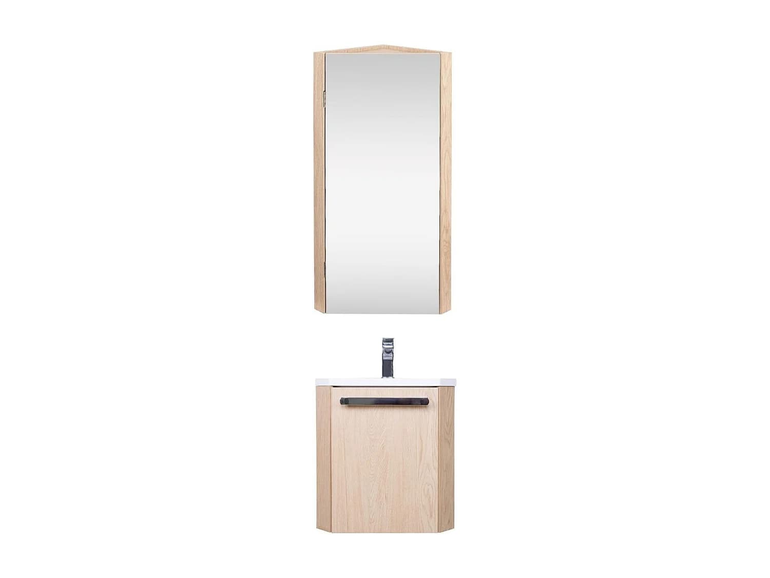 Ensemble lave-mains d'angle SKINO suspendu avec armoire miroir