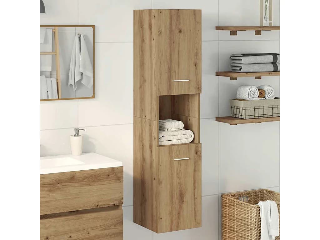 Armoire de salle de bain suspendue chêne artisanal 30x30x130 cm